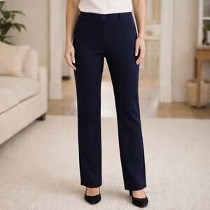 Betabrand SZ L Dress Pant Yoga Pants Navy Pull On Straight Stretch W0076-SF